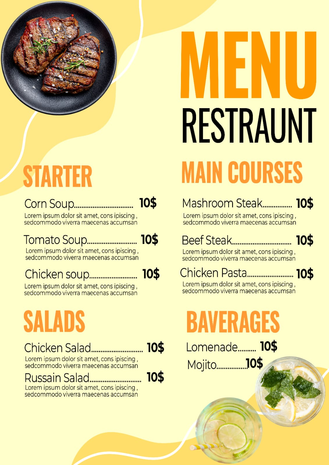 Restraunt Menu preview